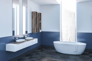 Cool Grays and Blues bathroom color