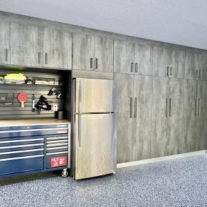 effecient garage cabinet with tools and appliances